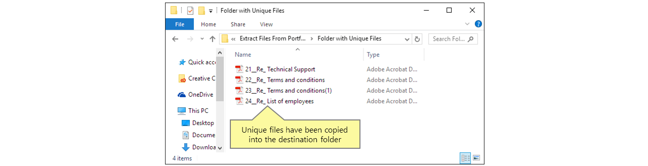 All unique files have been copied